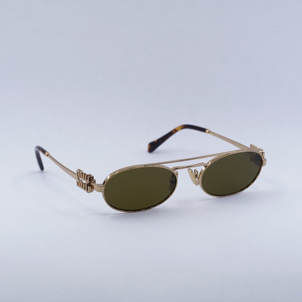 🕶️ New Miu Miu MU54ZS 7OE09Z Sunglasses - Brass Gold Frame, Dark Brown Lenses - Picture 2 of 12